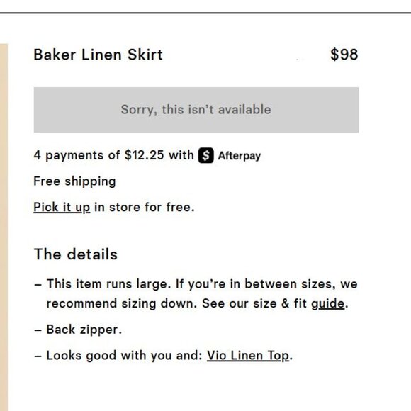 Reformation NWOT Baker Linen Skirt Size 4 - Picture 6 of 6